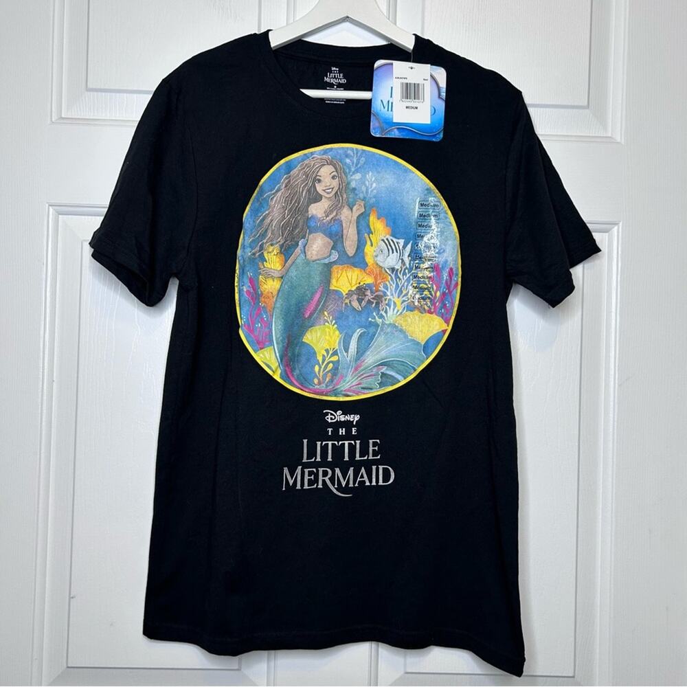 Disney NWT‎ The Little Mermaid T-Shirt Black Graphic Tee Ariel Medium